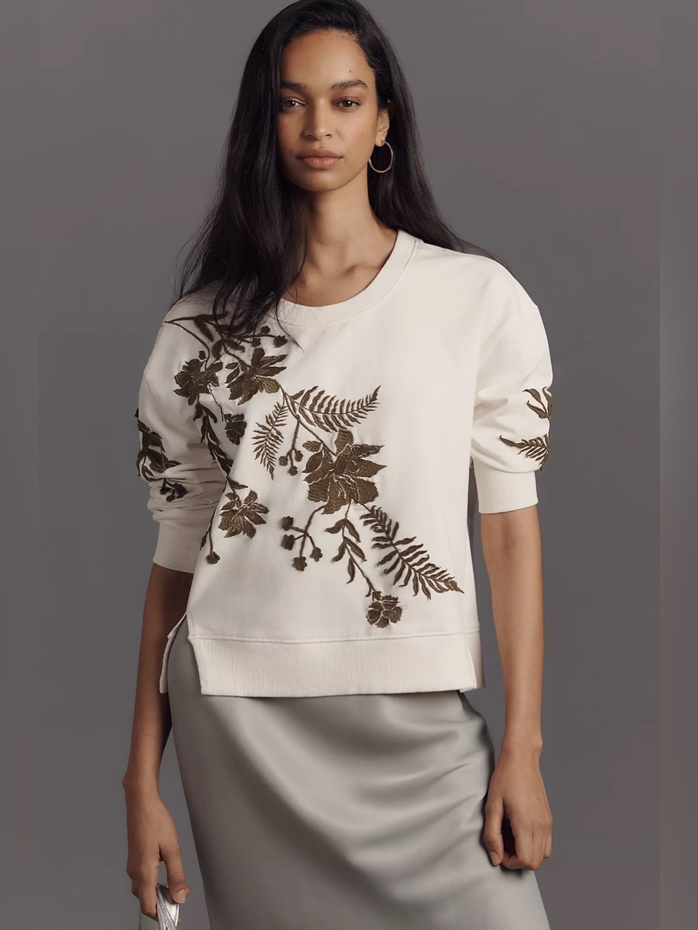 Anthropologie Fern & Flower Crew-Neck Sweatshirt